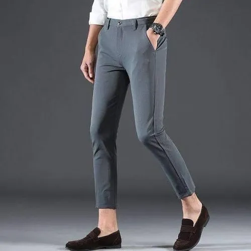 ANN3833: uniqlo men L size formal pants / uniqlo light grey ankle pants  size 34 ( Minor stain), Men's Fashion, Bottoms, Trousers on Carousell